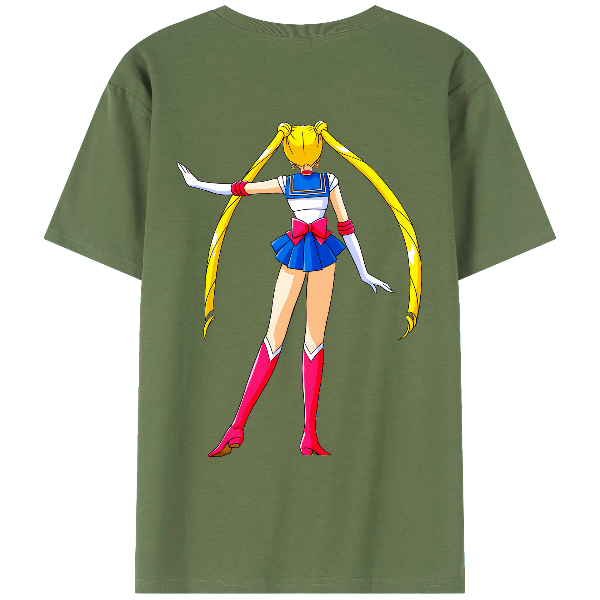 （画像用） 美少女戦士セーラームーン 月野 うさぎ つきの うさぎ Sailor Moon Tsukino Usagi 綿100％ メンズ半袖Tシャツ（バックプリント） 通気性